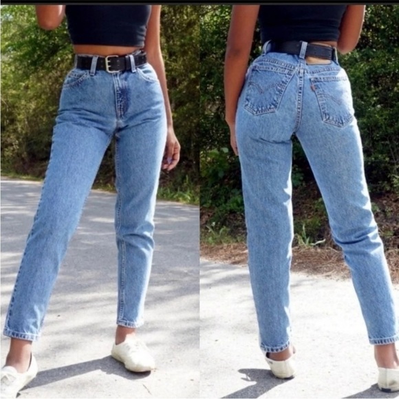 90s Vintage 550 Levi's relaxed fit slim tapered leg high waisted Jeans size 14 - Picture 2 of 13